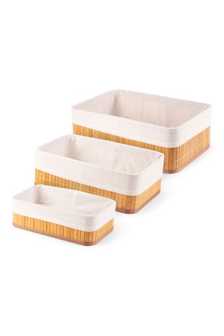 3 paniers en bambou Bamboo - 25 x 15 x 8/29 x 19 x 10/33 x 23 x 12 cm - Beige