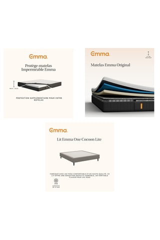 Lit Emma Cocoon Lite - Gris - 160 x 200 cm et 	Matelas Emma Original - 25 cm - 160 x 200 cm
