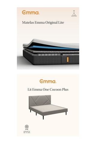 	Ensemble lit Emma Cocoon Plus Emma avec tête de lit - Gris - 160 x 200 cm et Matelas Emma Original Lite - 22 cm - 160 x 200 cm