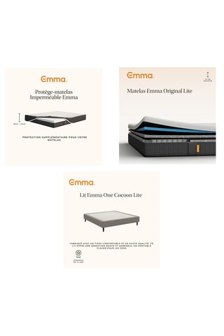 	Lit Emma Cocoon Lite - Gris - 180 x 200 cm, Matelas Emma Original Lite - 22 cm - 180 x 200 cm et Protège-matelas Emma Imperméable - 180 x 200 cm