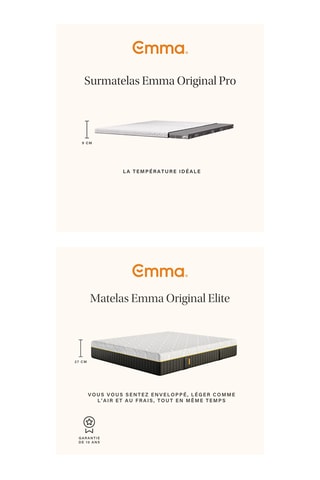 	Matelas Emma Original Elite - 160 x 200 cm et 	Surmatelas Emma Original Pro - 160 x 200 cm