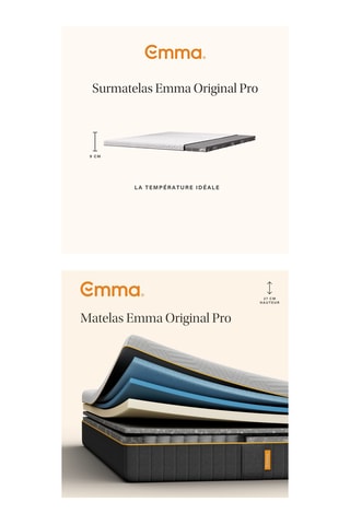 	Matelas Emma Original Pro - 27 cm - 160 x 200 cm et 	Surmatelas Emma Original Pro - 160 x 200 cm