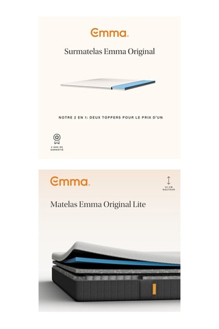 	Matelas Emma Original Lite - 22 cm - 140 x 190 cm et 	Surmatelas Emma Original - 140 x 190 cm