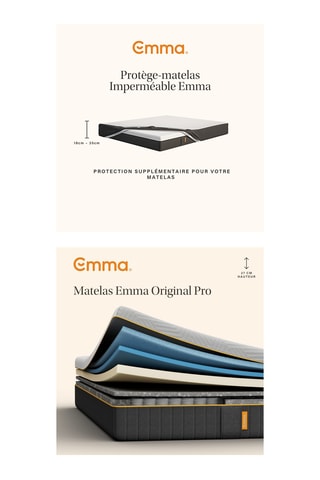Matelas Emma Original Pro - 27 cm - 160 x 200 cm et Protège-matelas Emma Imperméable - 160 x 200 cm