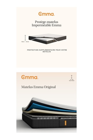 	Matelas Emma Original - 25 cm - 160 x 200 cm et Protège-matelas Emma Imperméable - 160 x 200 cm