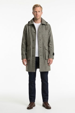 Abrigo con capucha de lana - Gris