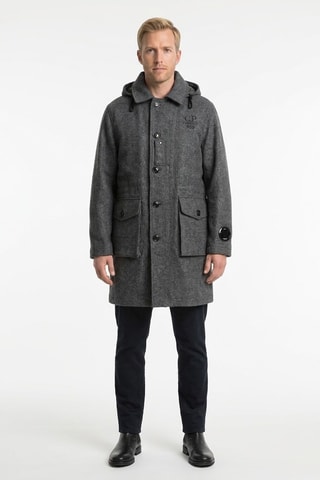 Abrigo de lana con capucha - Gris
