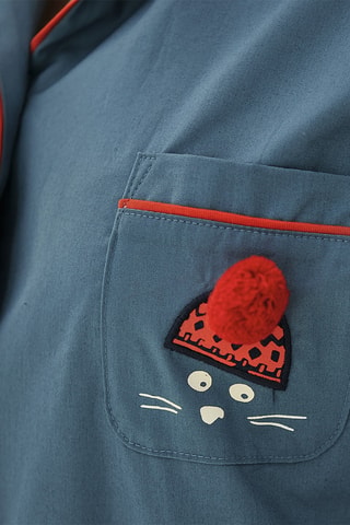 Chemise de pyjama Félin Filou - Bleu