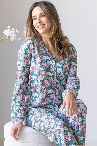 Chemise de pyjama Jardin d'Osaka - Bleu