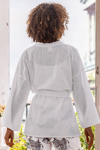 Kimono en broderie anglaise Les Délicates - Blanc
