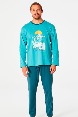 T-shirt de pyjama Sommets Enneigés - Turquoise