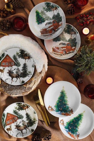 6 assiettes à dessert en porcelaine - 21 x 21 x 2 cm