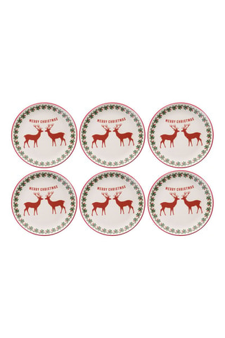 6 assiettes plates en céramique - 25,5 cm