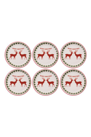 6 assiettes à dessert en porcelaine - 19,3 cm