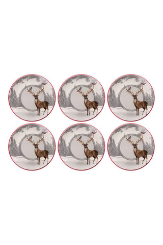 6 assiettes plates en céramique - 25,5 cm