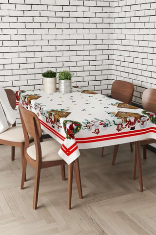 Nappe rectangulaire - 160 x 220 cm - Blanc et rouge