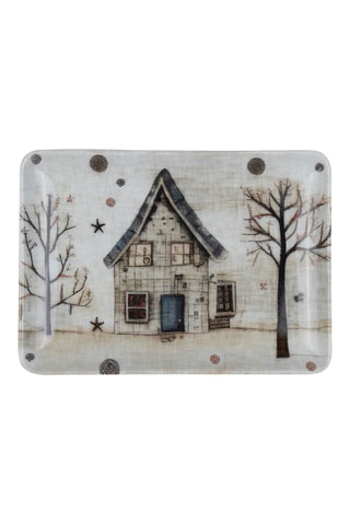 3 assiettes plates rectangulaires en porcelaine - 18 x 13 cm