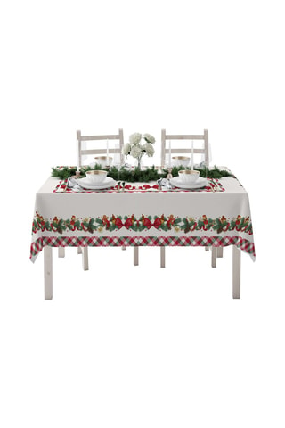 Nappe rectangulaire - 140 x 300 cm - Blanc et vert