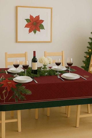Nappe rectangulaire - 140 x 300 cm - Rouge et vert