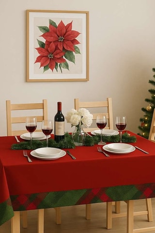 Nappe rectangulaire - 140 x 300 cm - Rouge et vert