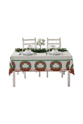 Nappe rectangulaire - 140 x 300 cm - Blanc et vert