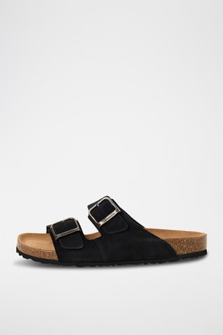 Ciabatte in pelle scamosciata - Nero