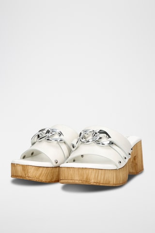 Sandalias de piel de tacón - Blanco