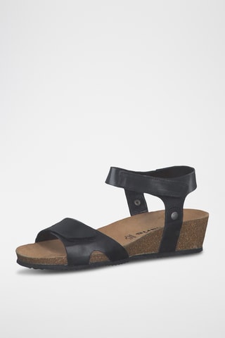 Sandali con zeppa in pelle - Nero