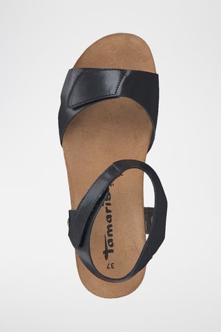 Sandali con zeppa in pelle - Nero