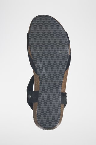 Sandali con zeppa in pelle - Nero