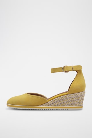 Espadrillas con zeppa in pelle scamosciata - Giallo
