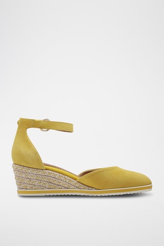 Espadrillas con zeppa in pelle scamosciata - Giallo