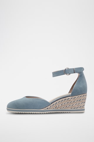 Espadrillas con zeppa in pelle scamosciata - Azzurro