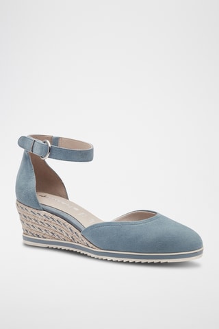Espadrillas con zeppa in pelle scamosciata - Azzurro