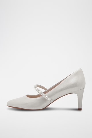 Babies à talons en cuir - Argenté