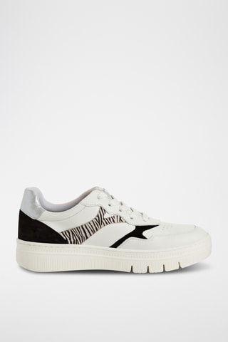 Sneakers platform in pelle - Bianco e nero