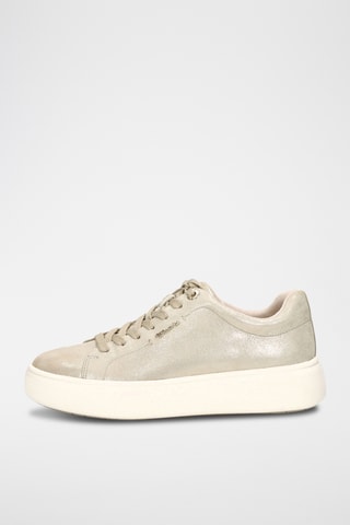 Sneakers platform in pelle - Beige e dorato