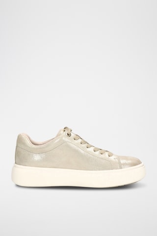 Sneakers platform in pelle - Beige e dorato