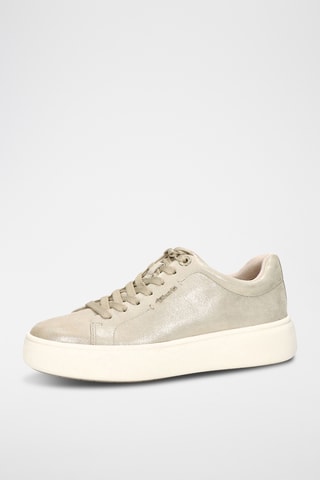 Sneakers platform in pelle - Beige e dorato