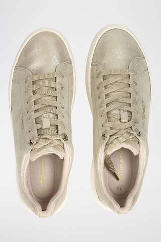 Sneakers platform in pelle - Beige e dorato