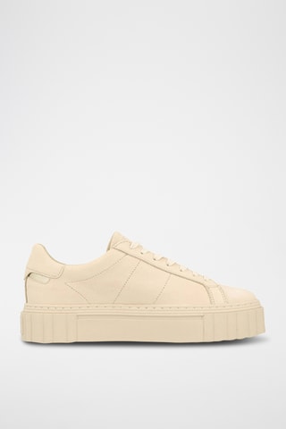 Sneakers platform in pelle - Beige