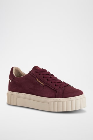Sneakers platform in pelle scamosciata - Bordeaux