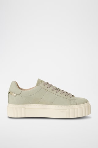Sneakers platform in pelle scamosciata - Verde salvia
