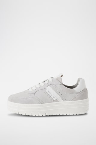 Sneakers platform in pelle scamosciata - Grigio chiaro