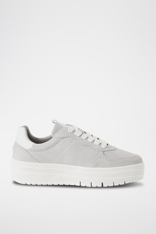 Sneakers platform in pelle scamosciata - Grigio chiaro