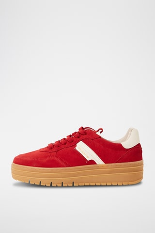 Sneakers platform in pelle scamosciata - Rosso