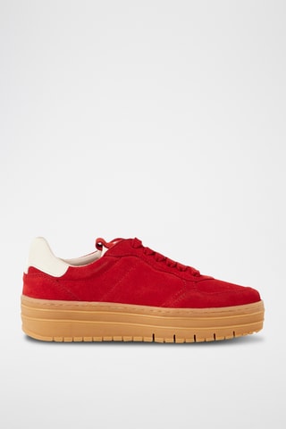 Sneakers platform in pelle scamosciata - Rosso