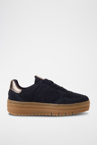 Baskets plateformes en nubuck - Bleu