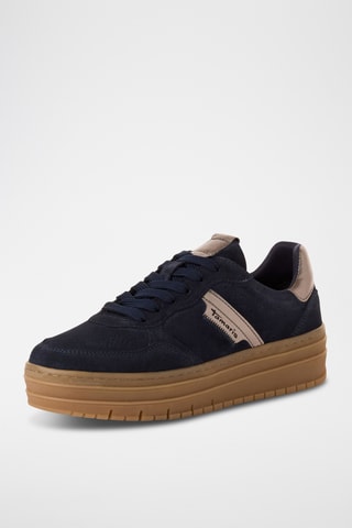 Baskets plateformes en nubuck - Bleu