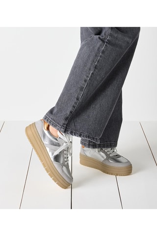 Baskets plateformes en cuir - Argenté